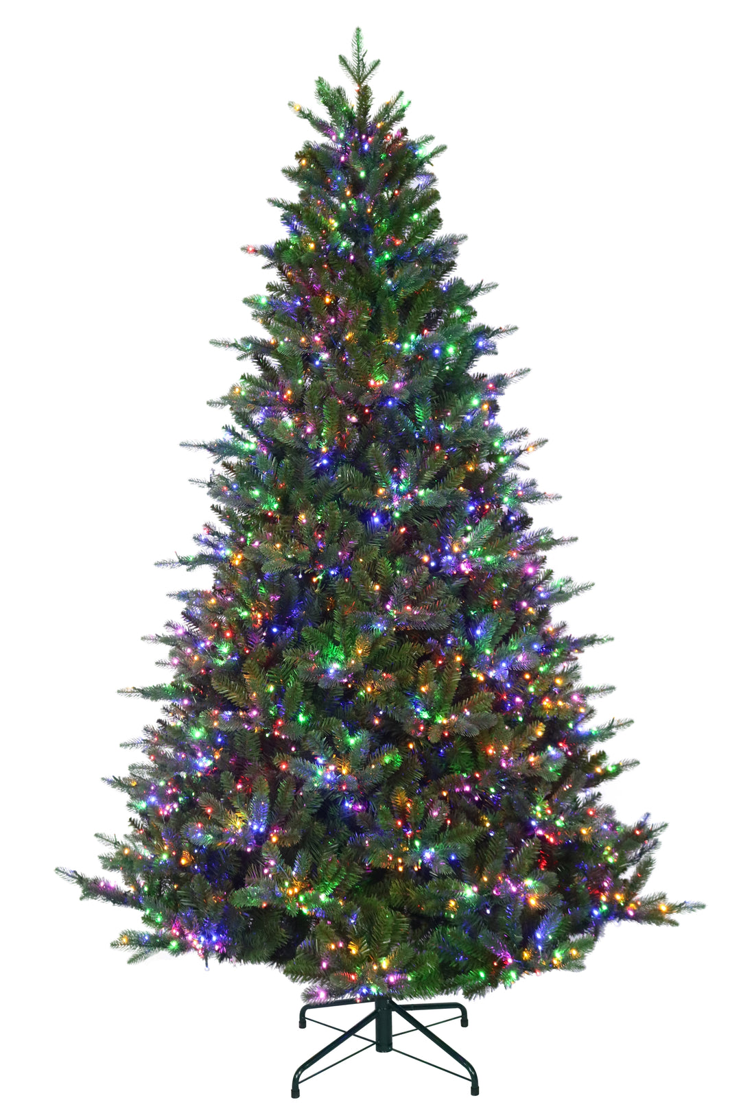 7.5' Cumberland Slim Pre-Lit Christmas Tree, showing multi-colour lights.