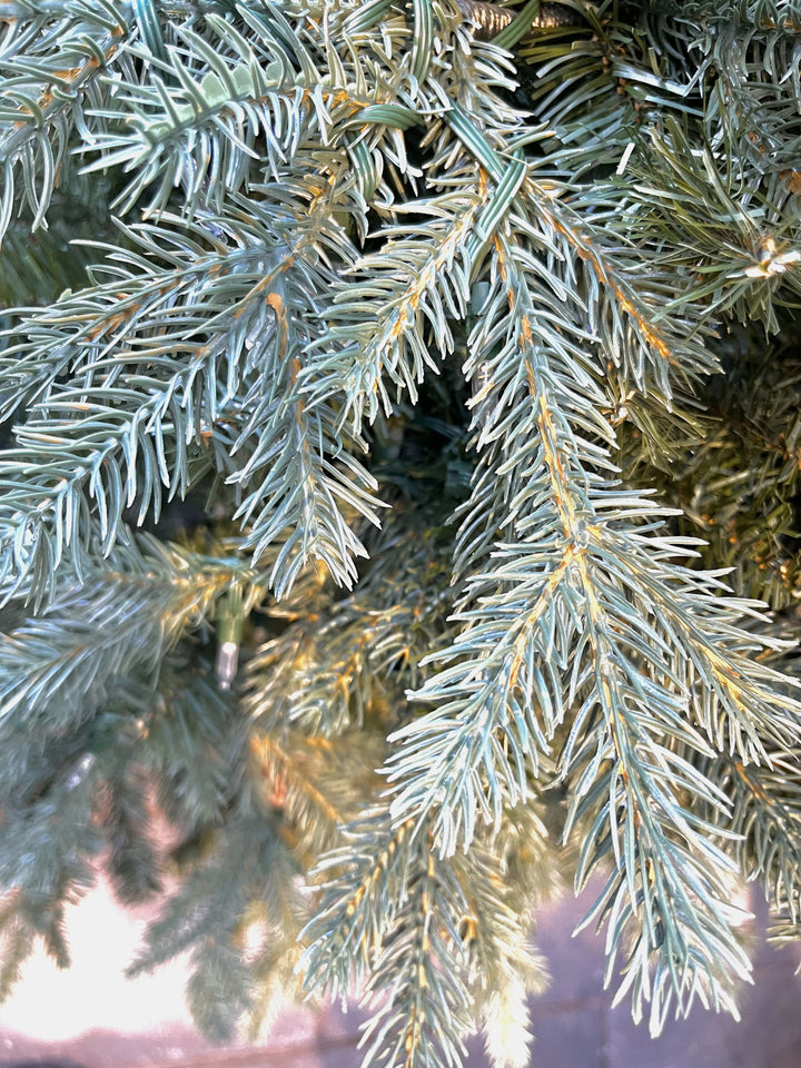 9' Grandview Slim Pre-Lit LED Artificial Christmas Tree, close-up of foliage.