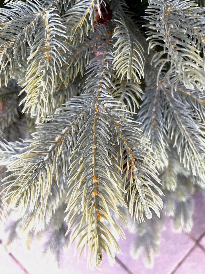 Close-up of foliage on 10' New England artificial Christmas tree.