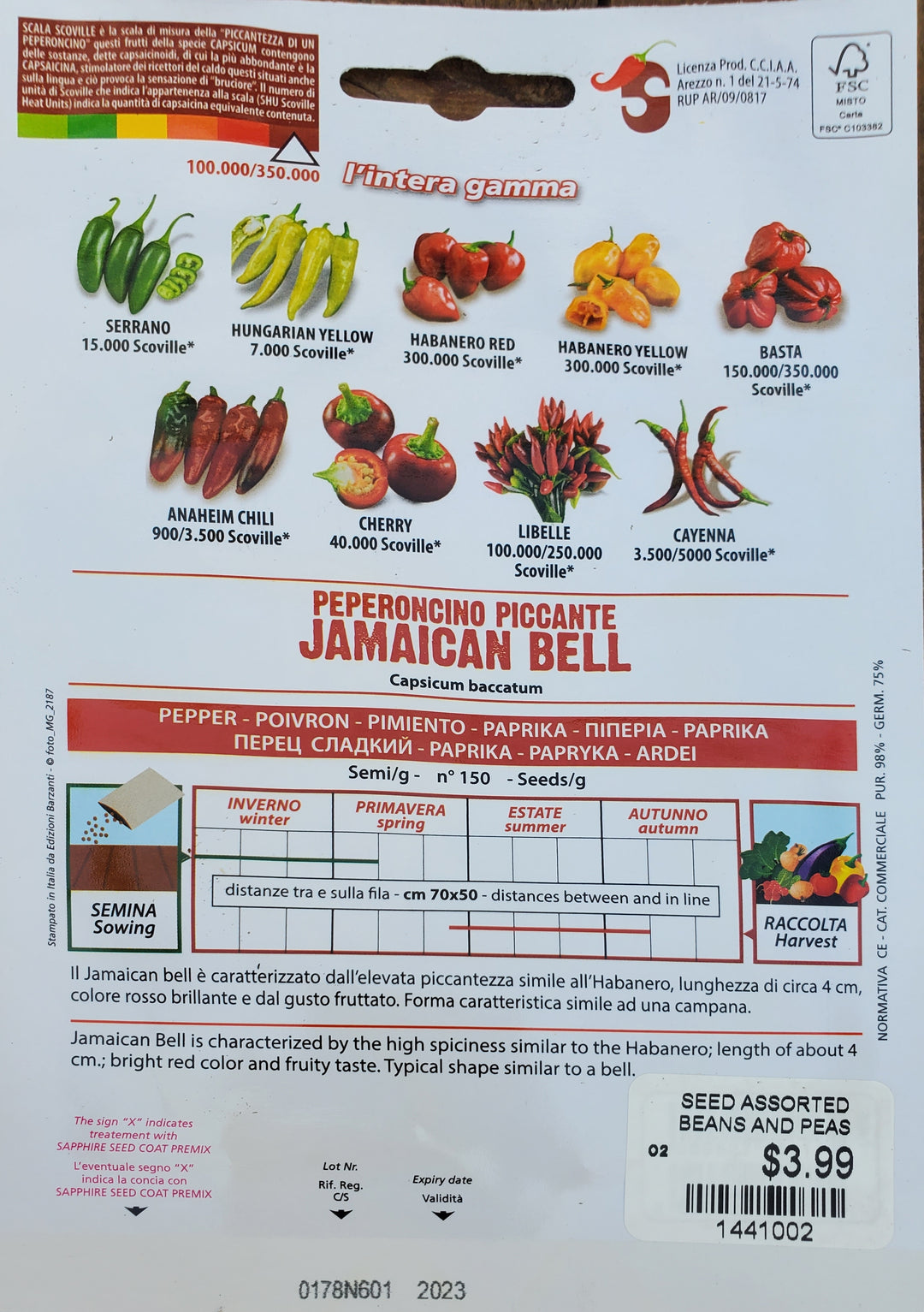 Pepper Seeds - Jamaican Bell