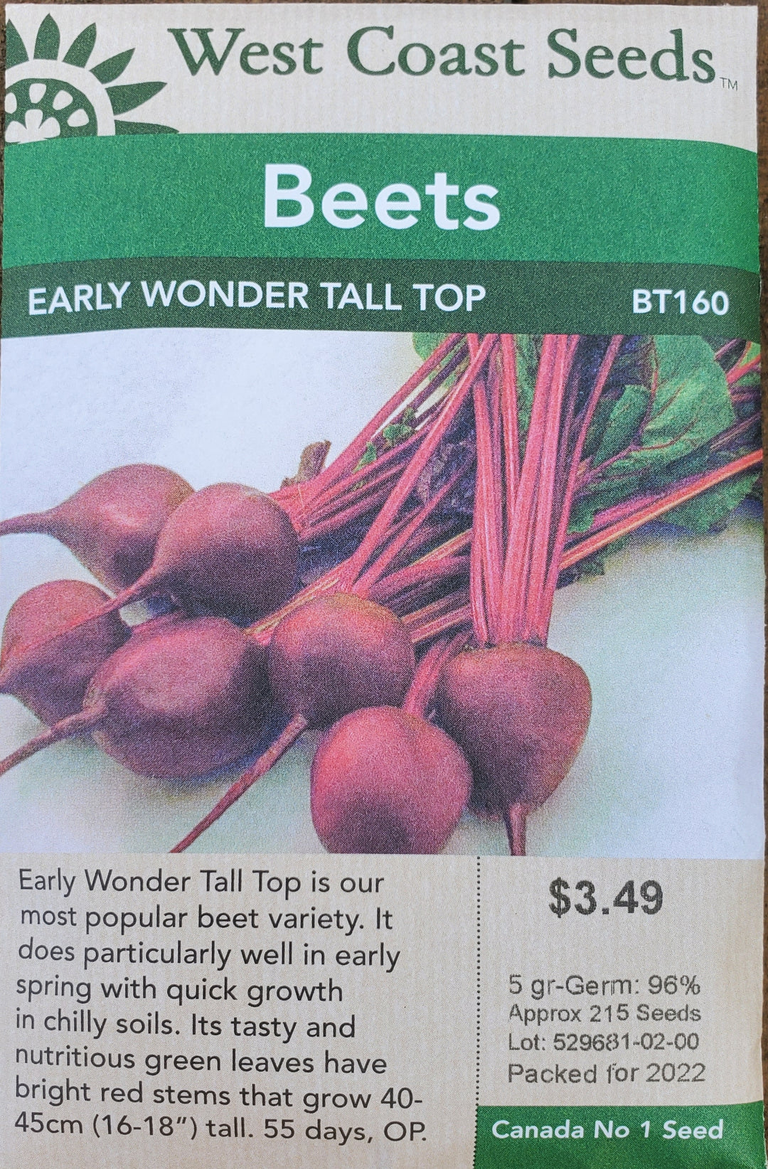 Beet Seeds - Early Wonder Tall Top