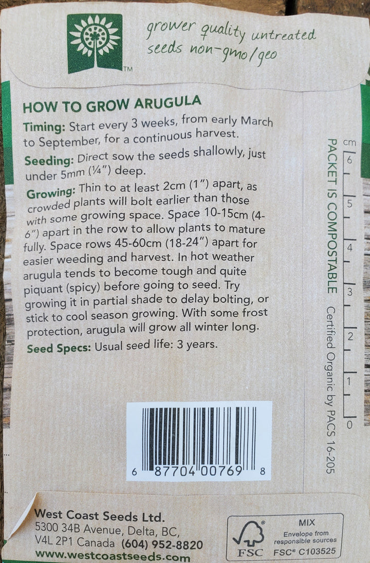 Organic Arugula Seeds - Astro