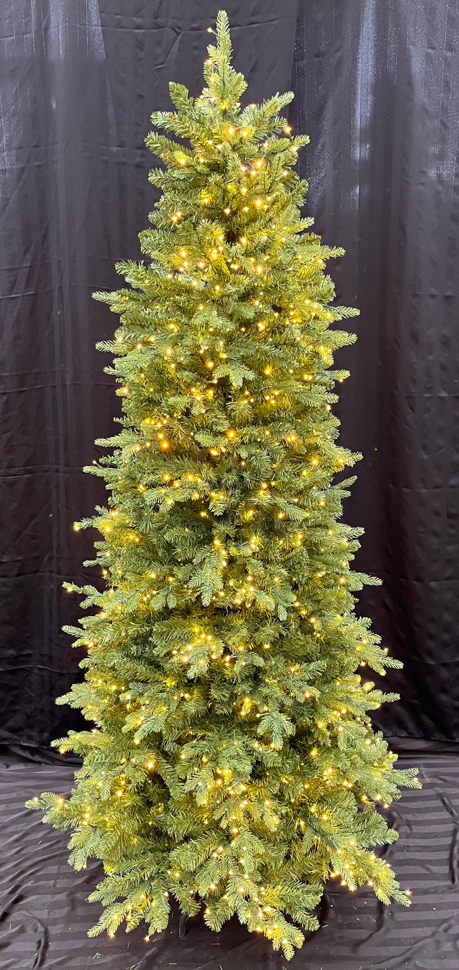 7.5' Alberta Slim Pre-Lit Artificial Christmas Tree, showing clear lights.