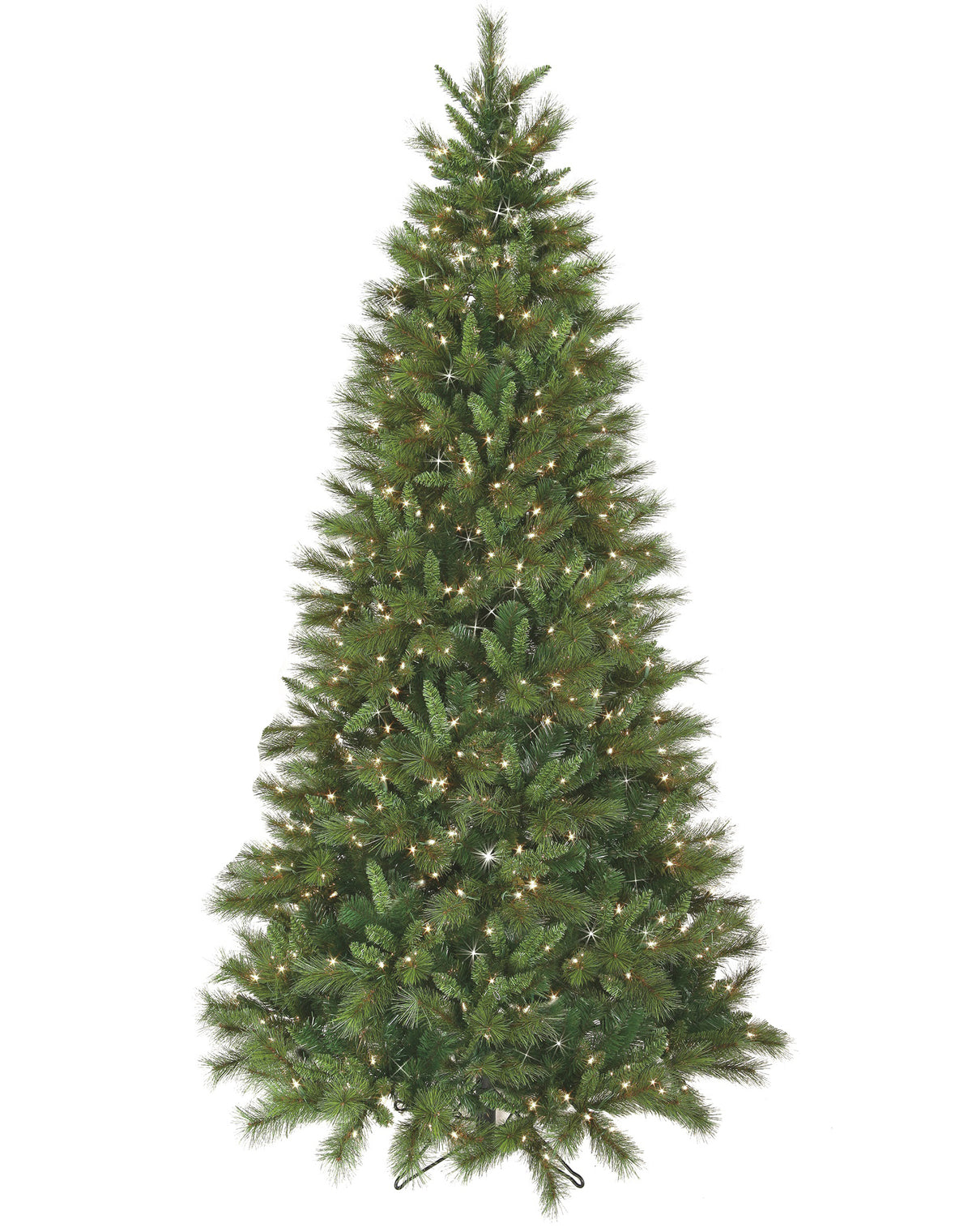 7.5' Belgium Half Pre-Lit Artificial Christmas Tree, showing clear lights.